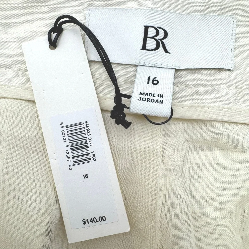 BANANA‎ REPUBLIC NWT Women's 16 Cream White Tencel Linen Wide Leg Pleated Pants